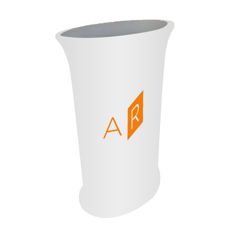 Messetheke ZIPP | B 56,5 cm x H 102 cm x T 39,7 cm | bedruckt